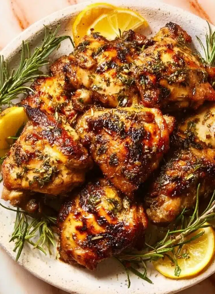 Lemon and garlic Greek marinated chicken grilled to perfection