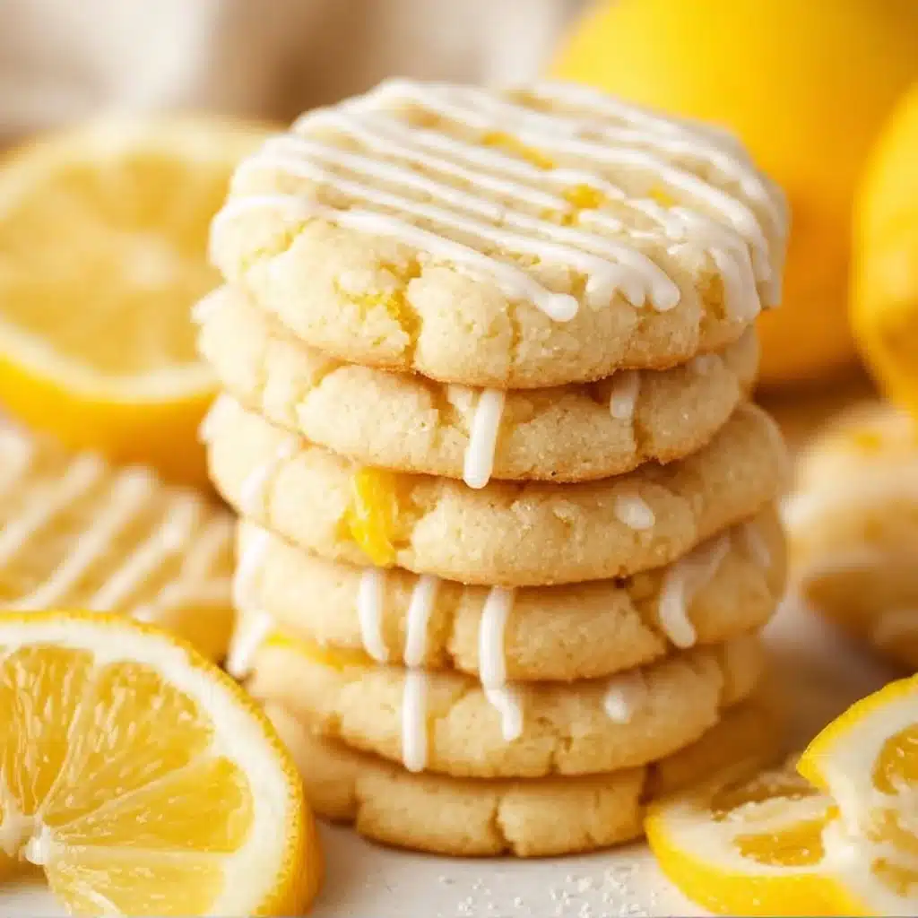 Freshly baked lemon sugar cookies on a cooling rack