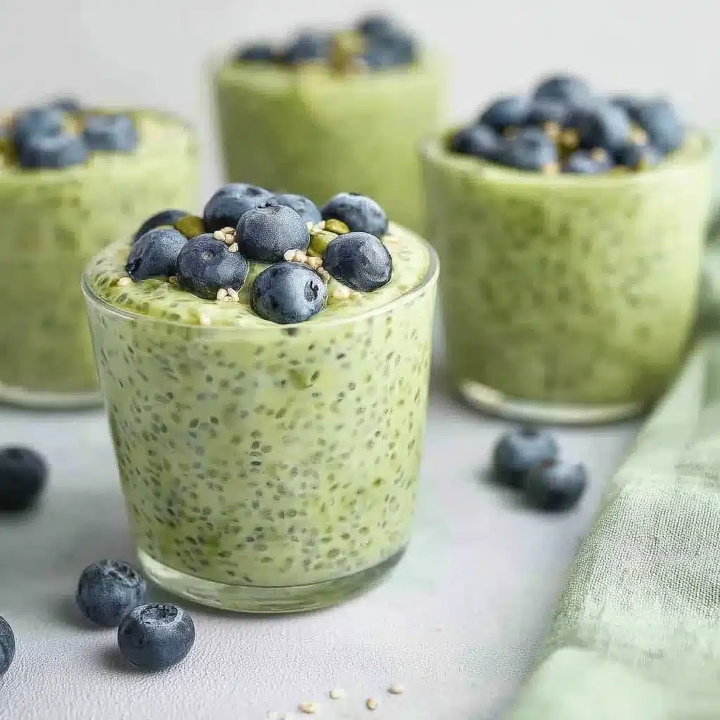 Bowl of matcha overnight oats topped with fruits and nuts, a healthy breakfast option.