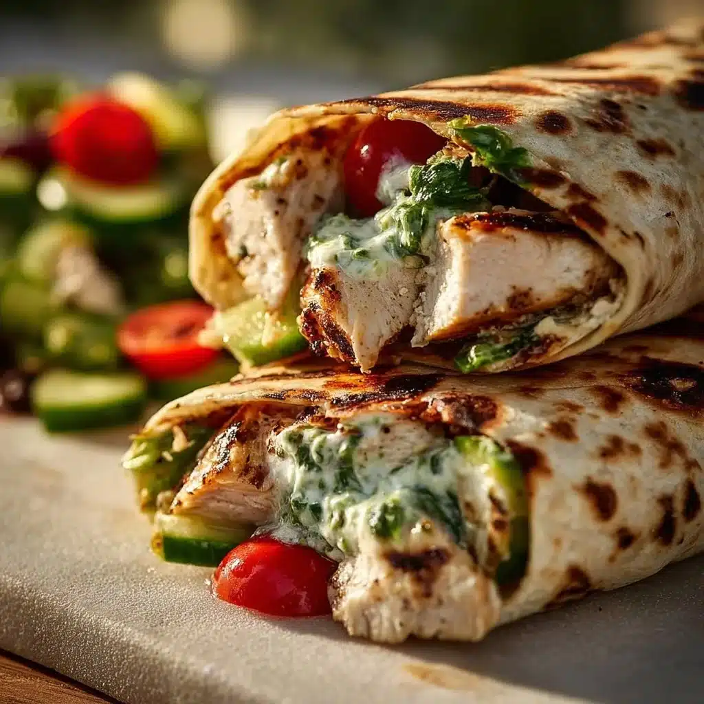 Mediterranean Chicken Wrap with fresh vegetables and a flavorful sauce