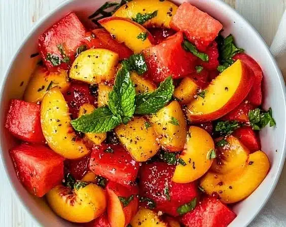 Peach and Watermelon Salad
