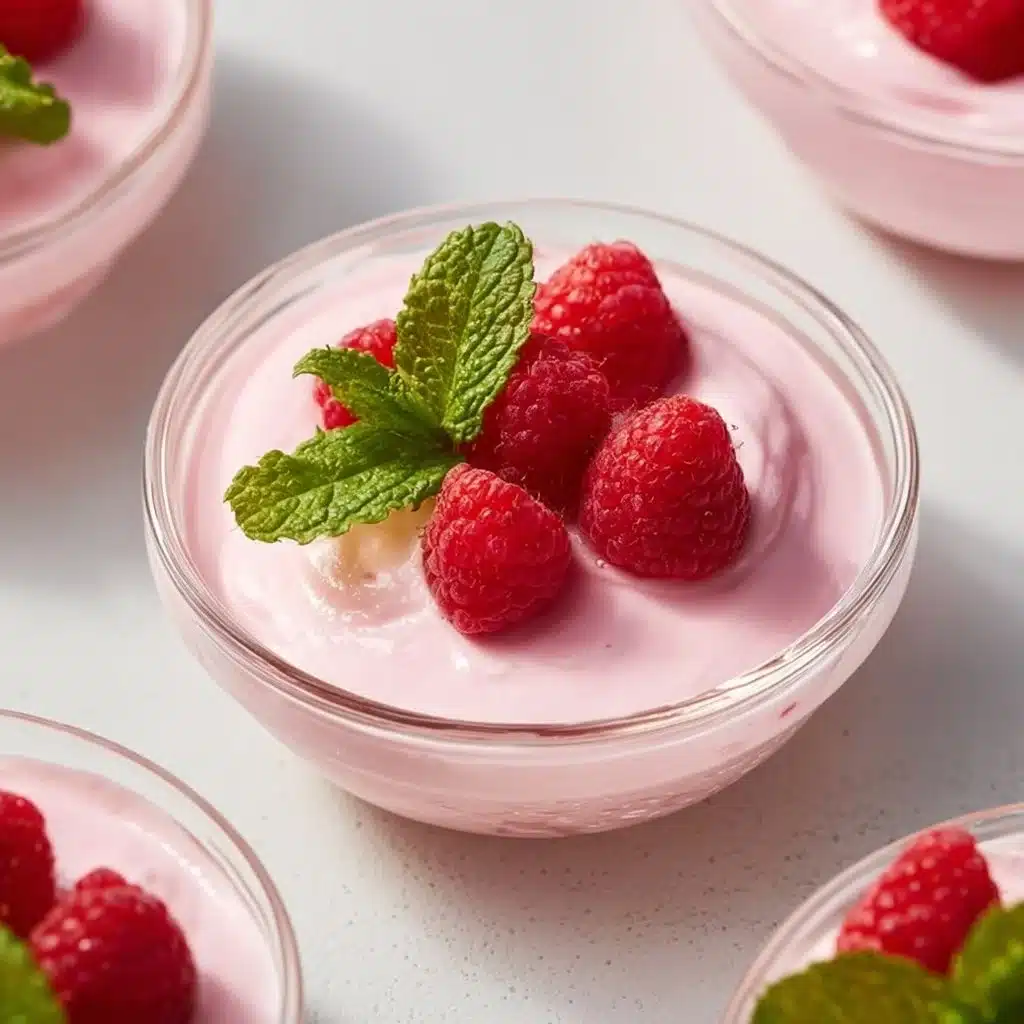 Bowl of Refreshing Greek Yogurt Jello Fluff dessert with colorful fruit