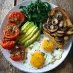 Savory yogurt bowl topped with fresh vegetables and herbs