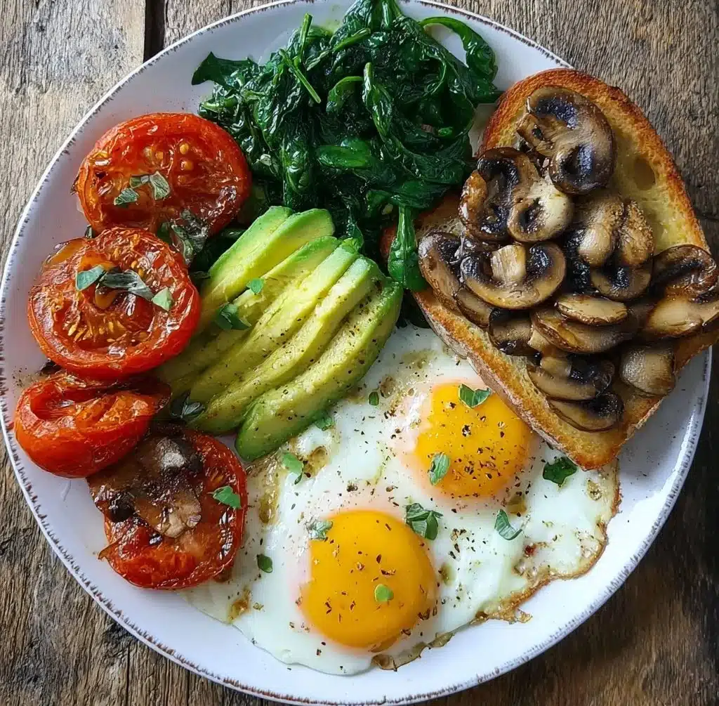 Savory yogurt bowl topped with fresh vegetables and herbs
