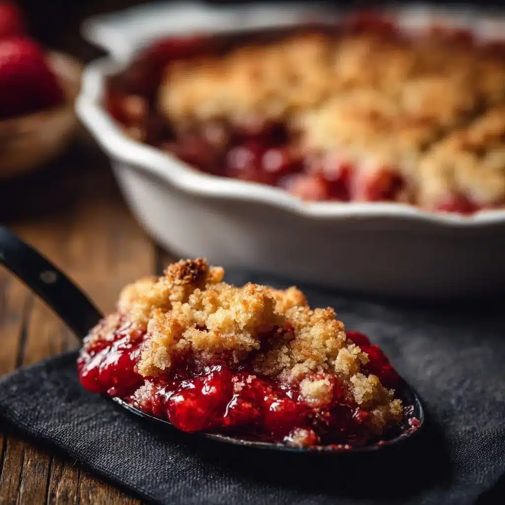 Delicious homemade strawberry rhubarb crisp served in a baking dish