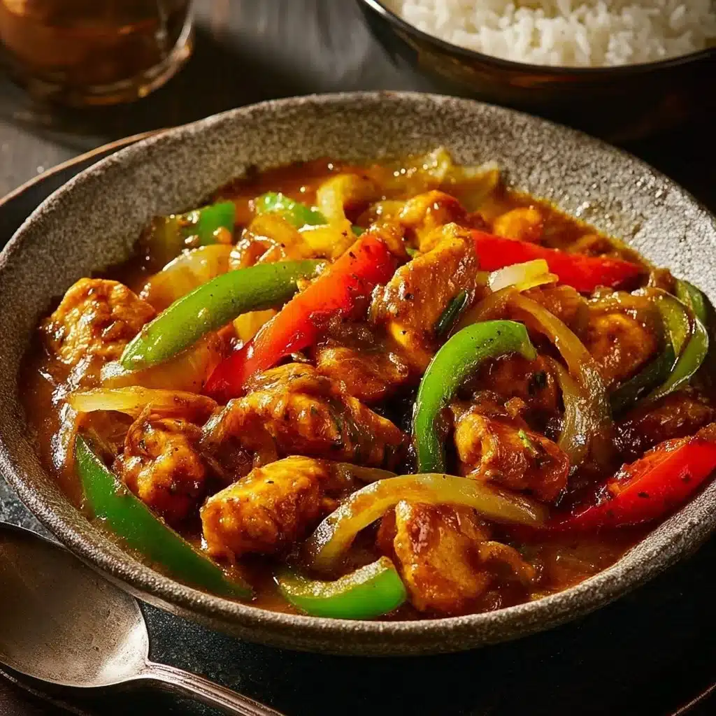 Bowl of Chinese Curry Chicken with vibrant vegetables and fragrant spices