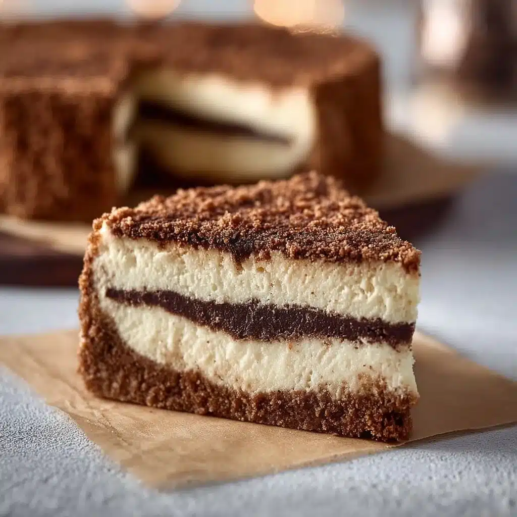 Delicious coffee cake cheesecake topped with crumbly streusel and coffee drizzle