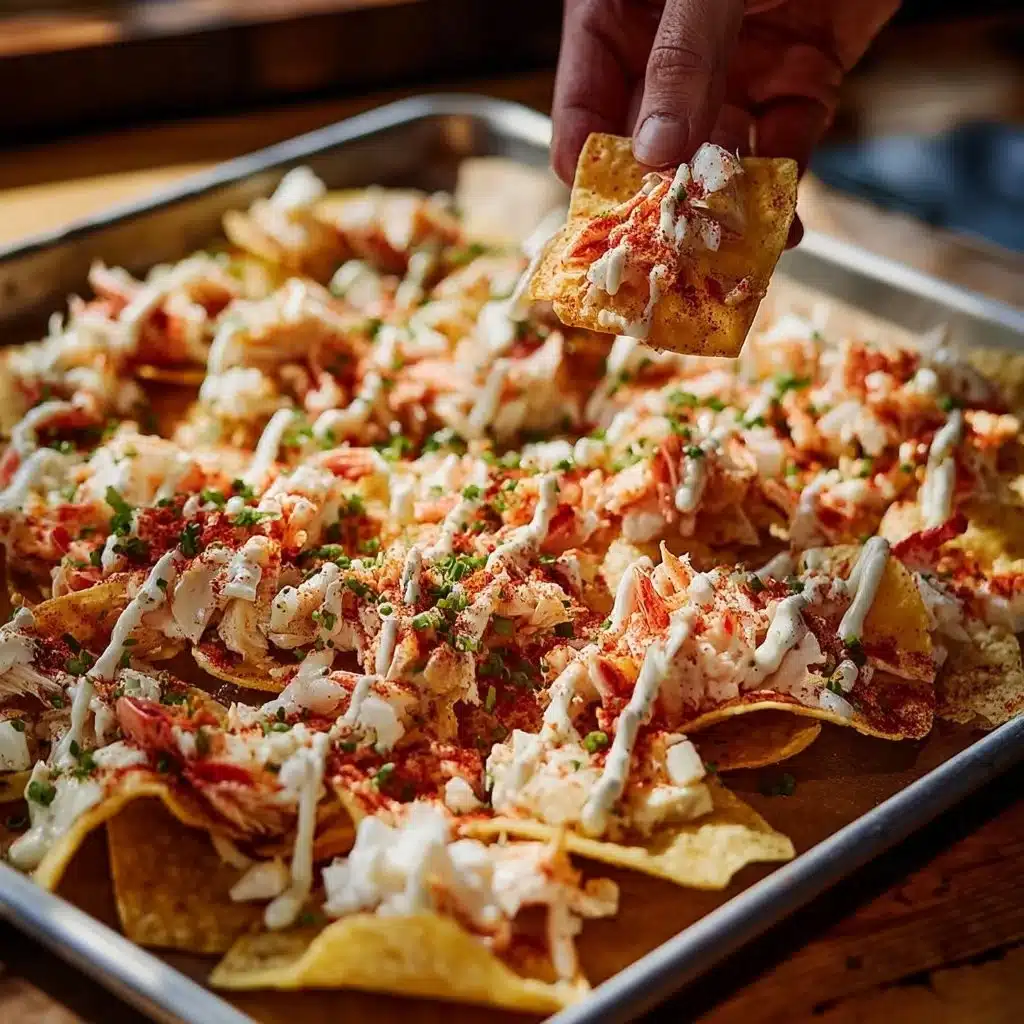 Delicious Crab Rangoon Nachos topped with cream cheese and crab meat