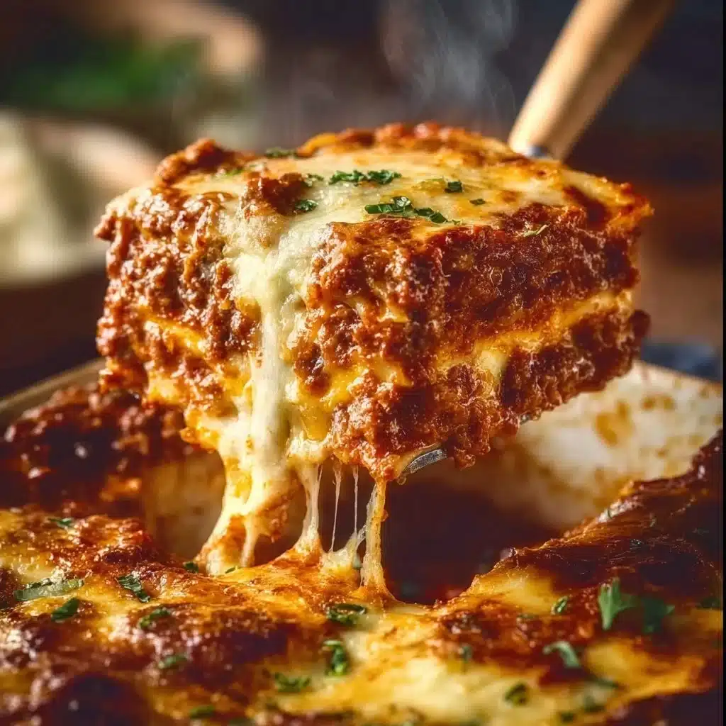 Easy homemade lasagna recipe with layers of pasta, cheese, and sauce