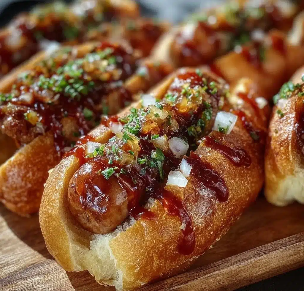 Flavorful Firecracker Hot Dogs topped with zesty ingredients for a delicious BBQ