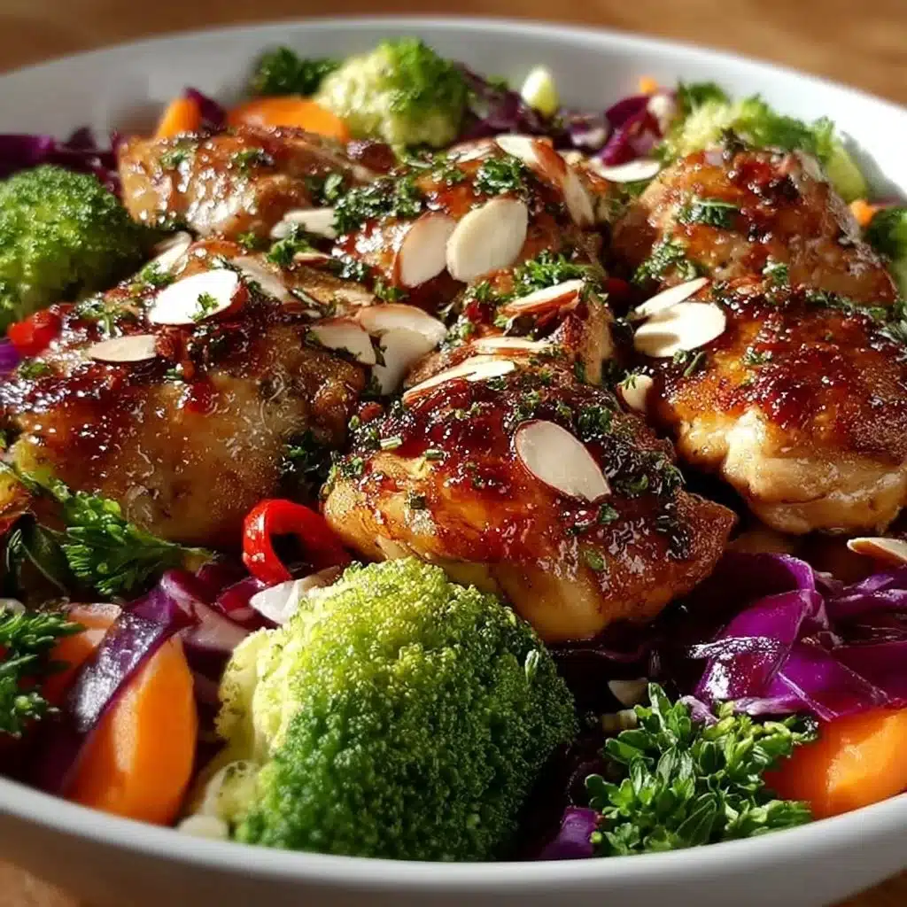 Healthy diabetic-friendly chicken veggie bowl with colorful vegetables