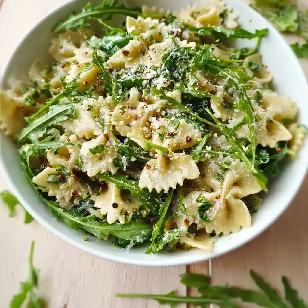 Lemon Arugula Pasta Salad with vibrant greens and zesty dressing