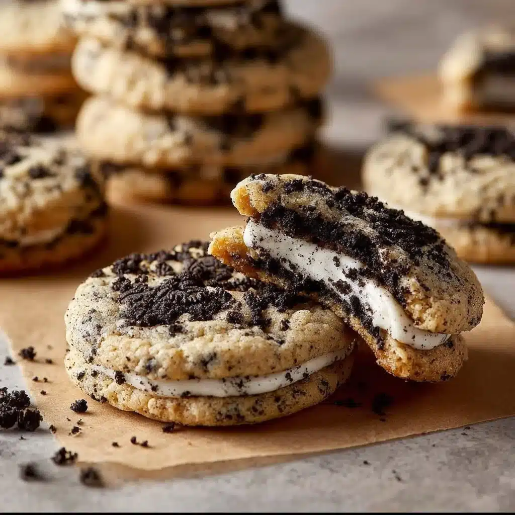 Plate of Oreo cheesecake cookies with crushed Oreos on top